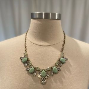 J. Crew Gold Blue Stone Crystal Statement Necklace